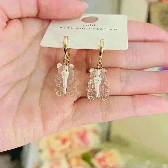 Clear Bear Huggies Earrings - Picture 2 of 4